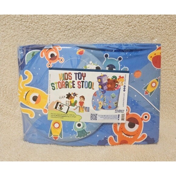 Kids Toy Storage Stool – Use As Baby/Kid Laundry Hamper or Toys Storage Box - Picture 8 of 9